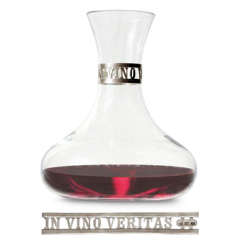 In Vino Veritas Carafe - 2.5 L - Handcrafted in Italy - Pewter & Crystal