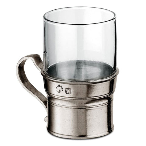 Irlanda Glass Coffee Mug - 22.5 cl - Handcrafted in Italy - Pewter & Glass