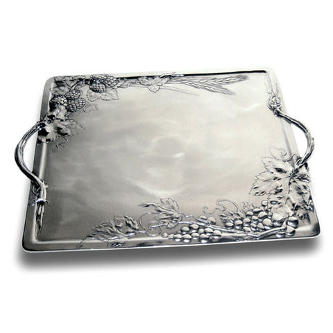 Art Nouveau-Style Vino Tray - 38 cm x 27 cm - Handcrafted in Italy - Pewter/Britannia Metal
