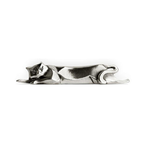 Art Nouveau-Style Gatto Resting Cat Knife Rest - 10.5 cm Length - Handcrafted in Italy - Pewter