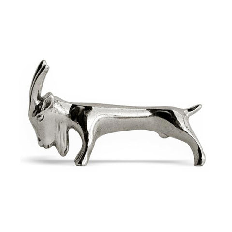 Art Nouveau-Style Capra Goat Knife Rest - 7.5 cm Length - Handcrafted in Italy - Pewter