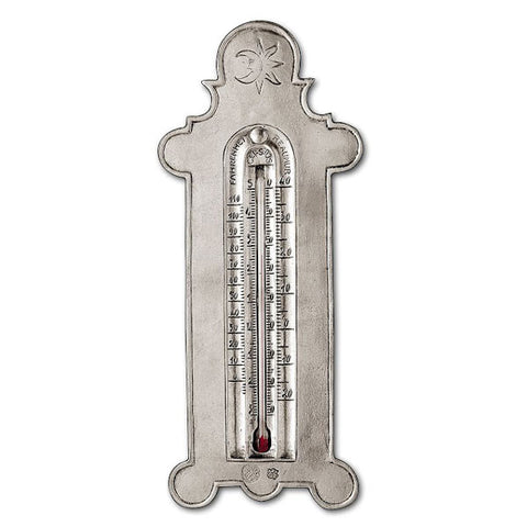Linneo 3 Scale Thermometer - 25 cm Height - Handcrafted in Italy - Pewter & Glass
