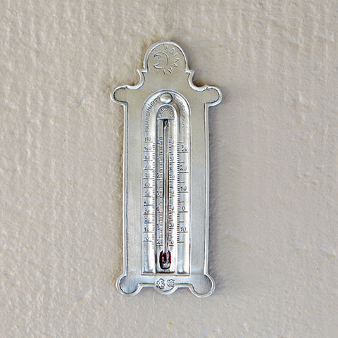Linneo 3 Scale Thermometer - 19 cm Height - Handcrafted in Italy - Pewter & Glass
