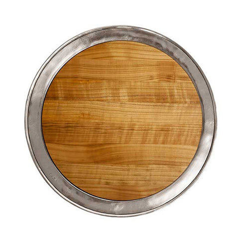 Lombardia Cheese Tray -  Diameter 48.5 cm - Handcrafted in Italy - Pewter & Cherry Wood