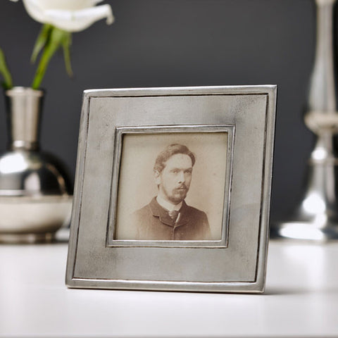 Lombardia Square Frame - 10.5 cm x 10.5 cm - Handcrafted in Italy - Pewter