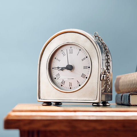 Lombardia Table Clock - 12.5 cm Height - Handcrafted in Italy - Pewter