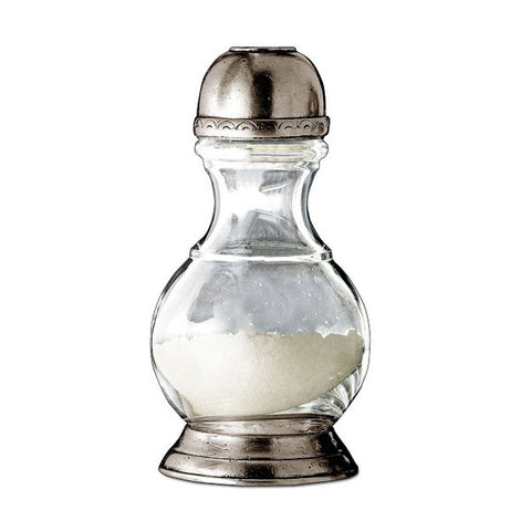 Lucca Bath Salt Shaker - 17 cm Height - Handcrafted in Italy - Pewter & Glass