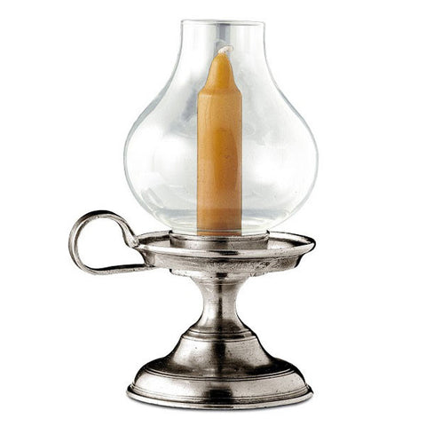 Lucio Garden Candle - 19 cm Height - Handcrafted in Italy - Pewter & Glass