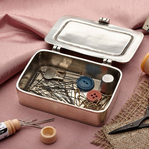 Laurus Lidded Box - 9.5 cm x 6.5 cm - Handcrafted in Italy - Pewter