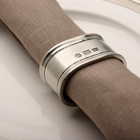 Lombardia Oval Napkin Ring (Set of 2) - 5.5 cm x 4 cm - Handcrafted in Italy - Pewter