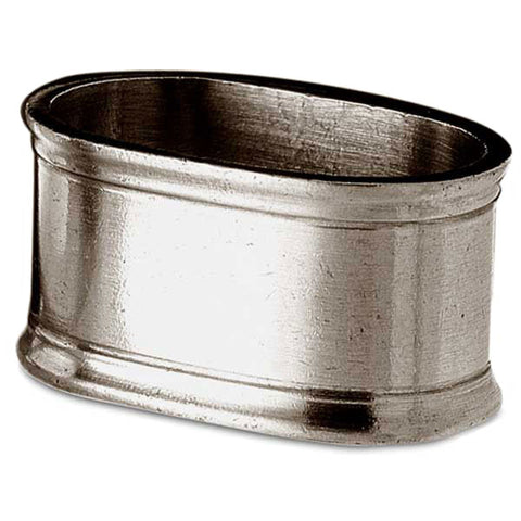 Lombardia Oval Napkin Ring (Set of 2) - 5.5 cm x 4 cm - Handcrafted in Italy - Pewter