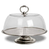 Loreto Cake & Cheese Stand and 30 cm Cloche - 32.5 cm Diameter - Handcrafted in Italy - Pewter & Glass