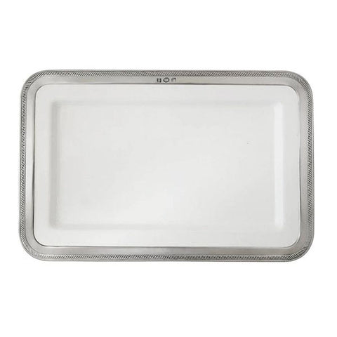 Luisa Rectangular Serving Platter - 38 cm x 24 cm - Handcrafted in Italy - Pewter & Ceramic