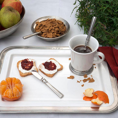 Luisa Rectangular Serving Platter - 42 cm x 31 cm - Handcrafted in Italy - Pewter & Ceramic