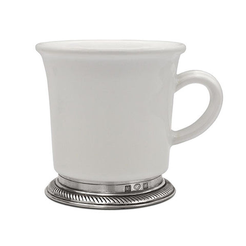 Luisa Mug (Set of 2) - White - 10 cm - Handcrafted in Italy - Pewter & Ceramic