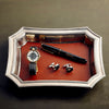 Matera Pocket Tray (Leather Inlay) - 21.5 cm x 17 cm - Handcrafted in Italy - Pewter & Leather Matera Pocket Tray (Leather Inlay) - 21.5 cm x 17 cm - Handcrafted in Italy - Pewter & Leather