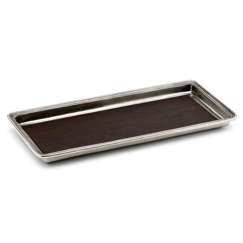 Milano Vanity Tray - 29 cm x 13.5 cm - Handcrafted in Italy - Pewter & Wood