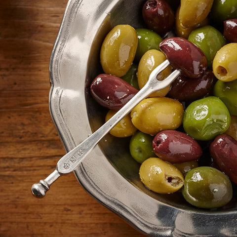 Oliva Olive Fork Set (Set of 4) - Tapered Ball - 11.5 cm Length - Handcrafted in Italy - Pewter