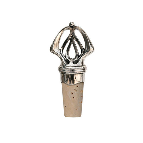 Orivit Geometric Bottle Stopper - 10 cm Height - Handcrafted in Italy - Pewter/Britannia Metal & Cork