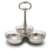 Osteria Condiment Holder (with handle & glass inserts) - 18.5 cm Diameter - Handcrafted in Italy - Pewter & Glass Osteria Condiment Holder (with handle & glass inserts) - 18.5 cm Diameter - Handcrafted in Italy - Pewter & Glass