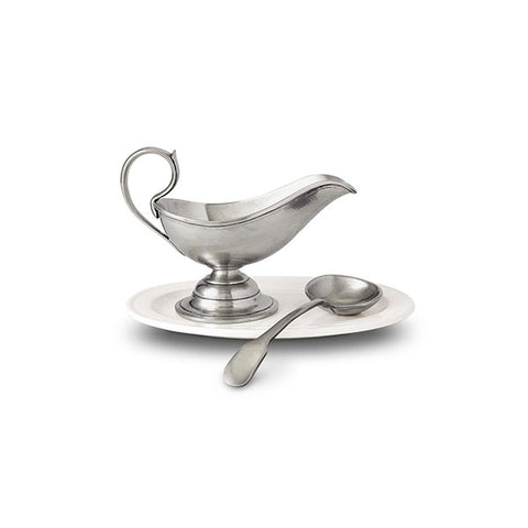 Orvieto Gravy Boat - 15.5 cm x 8.5 cm - Handcrafted in Italy - Pewter
