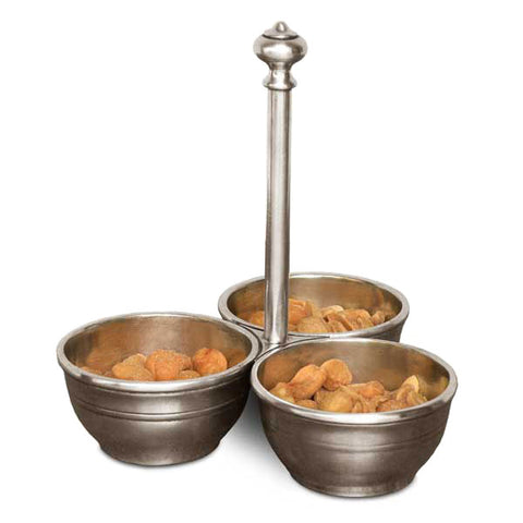 Osteria Condiment Holder (with handle) - 15 cm Diameter - Handcrafted in Italy - Pewter