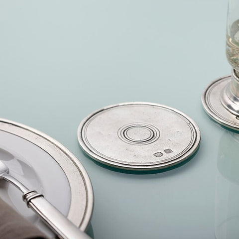 Palio Round Coaster (Set of 2) - 9.5 cm Diameter - Handcrafted in Italy - Pewter