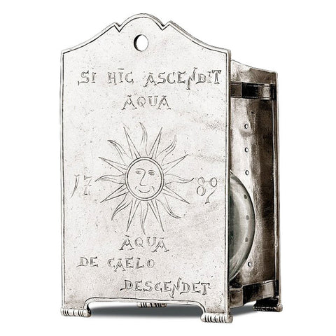 Pascal Water Barometer - 20.5 cm Height - Handcrafted in Italy - Pewter & Glass