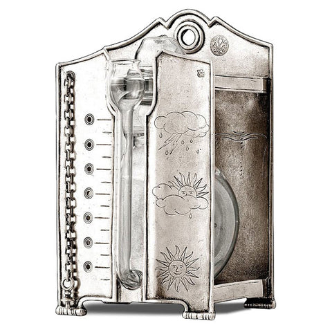 Pascal Water Barometer - 20.5 cm Height - Handcrafted in Italy - Pewter & Glass