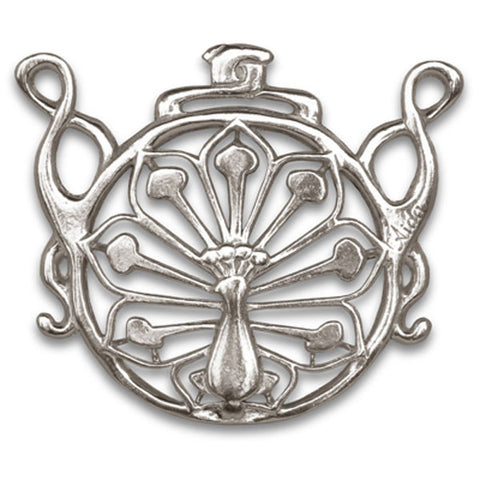Pavone Peacock Pendant - 6.5 cm - Handcrafted in Italy - Pewter/Britannia Metal