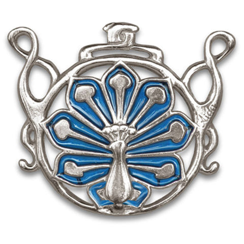 Pavone Peacock Pendant (Sapphire) - 6.5 cm - Handcrafted in Italy - Pewter/Britannia Metal