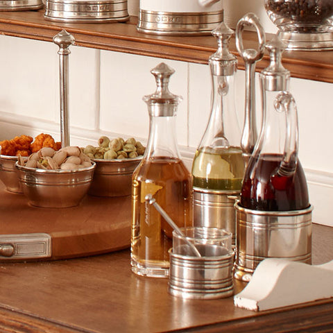 Palermo Oil Cruet - 18.5 cm Height - Handcrafted in Italy - Pewter & Crystal Glass