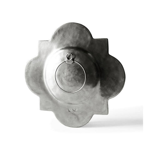 Quadrilobo Wall Sconce Candlestick (Floral) - 24 cm x 24 cm - Handcrafted in Italy - Pewter