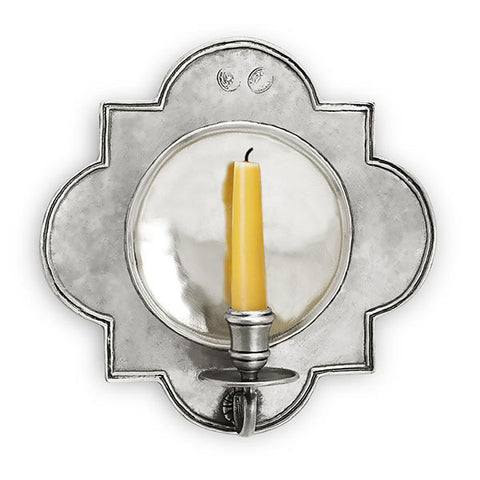 Quadrilobo Wall Sconce Candlestick - 24 cm x 24 cm - Handcrafted in Italy - Pewter