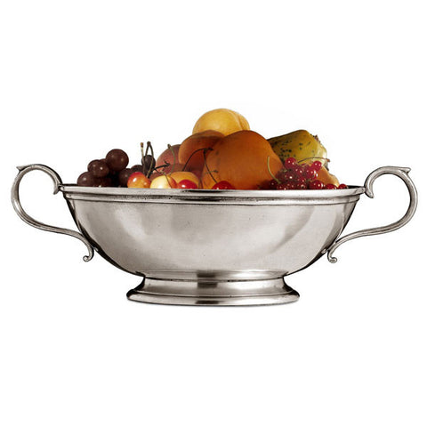 Ravenna Bowl (with handles) - Diameter 25 cm - Handcrafted in Italy - Pewter