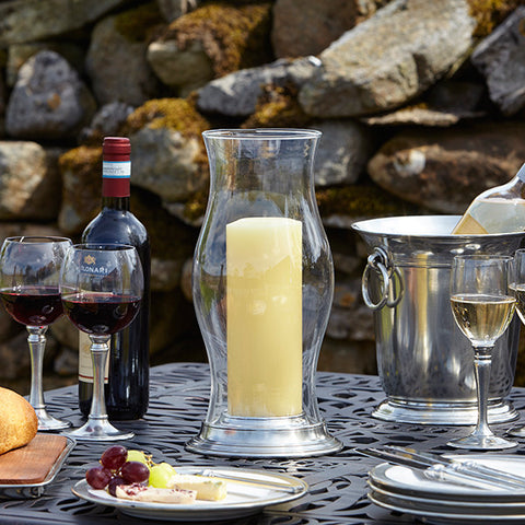 Rita Convertible Hurricane Lamp - 32.5 cm Diameter - Handcrafted in Italy - Pewter & Glass