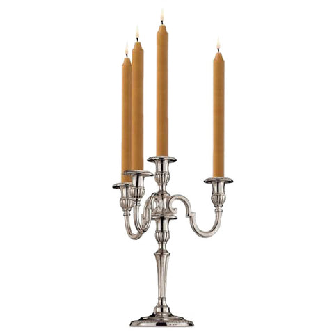 Roma 4 Flame Candelabra - 35.5 cm Height - Handcrafted in Italy - Pewter