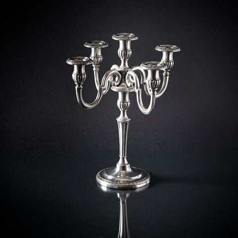 Roma 5 Flame Candelabra - 35.5 cm Height - Handcrafted in Italy - Pewter