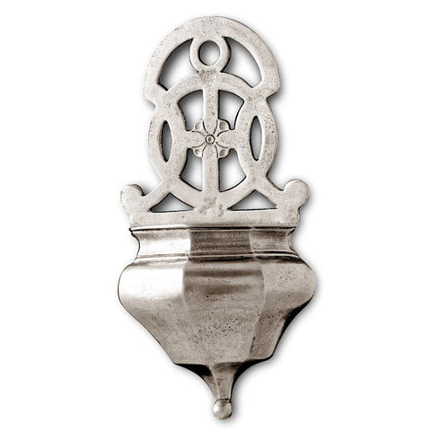 Sakra Holy Water Stoup - 9 cm x 17 cm - Handcrafted in Italy - Pewter