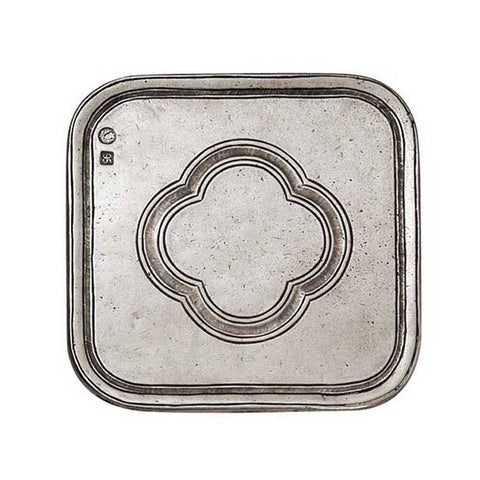 San Pietro Square Placemat - 13.5 cm x 13.5 cm - Handcrafted in Italy - Pewter