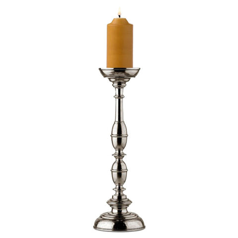 Siena Pillar Candlestick - 47 cm Height - Handcrafted in Italy - Pewter
