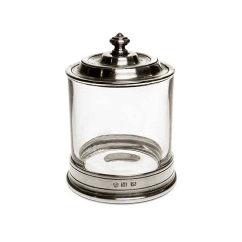 Sirmione Cotton Bud Jar - 13 cm Height - Handcrafted in Italy - Pewter & Crystal