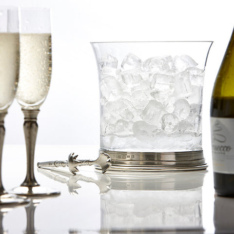 Sirmione Ice Bucket - 18.5 cm Diameter - Handcrafted in Italy - Pewter & Crystal Glass
