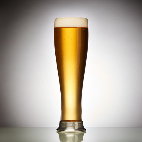 Sirmione Tall Pilsner Beer Glass - 35.5 cl - Handcrafted in Italy - Pewter & Crystal Glass
