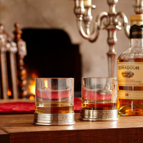 Sirmione Whisky Glass (Set of 2) - 24 cl - Handcrafted in Italy - Pewter & Crystal