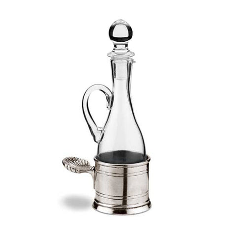 Todi Oil Cruet (Glass stopper) - 23 cm Height - Handcrafted in Italy - Pewter & Glass