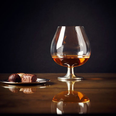 Tosca Large Brandy Snifter - 57 cl - Handcrafted in Italy - Pewter & Crystal Glass