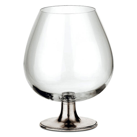 Tosca Large Brandy Snifter - 57 cl - Handcrafted in Italy - Pewter & Crystal Glass