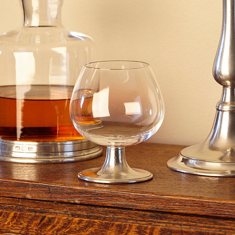 Tosca Cognac Glass - 32 cl - Handcrafted in Italy - Pewter & Crystal Glass