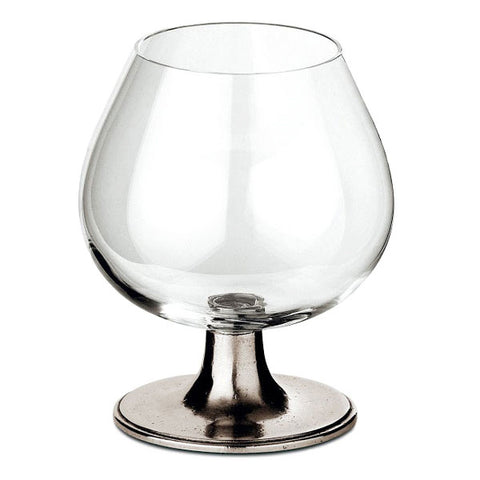 Tosca Cognac Glass - 32 cl - Handcrafted in Italy - Pewter & Crystal Glass